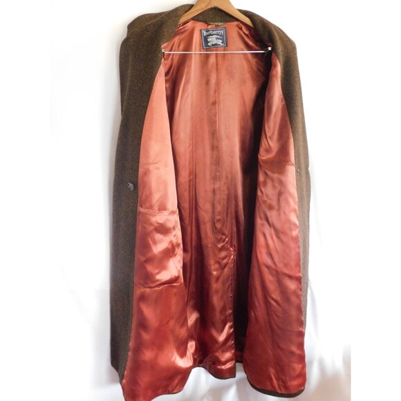 Vintage Burberrys Long Coat Womens Rust & Black Wool Cashmere Size 14R - Picture 8 of 16
